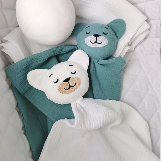 Teddy Troostknuffel van Biologisch Mousseline - Gepersonaliseerd