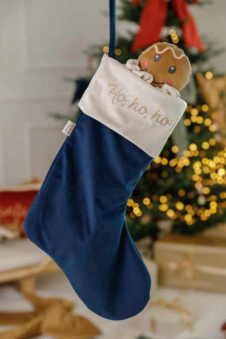 Kerstsok blauw met naam