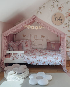 Betthimmel Stoff Musselin mit Rüsche für ein Betthaus