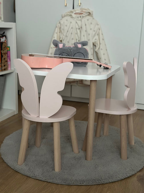 Houten stoel vlinder design Roze/Naturel