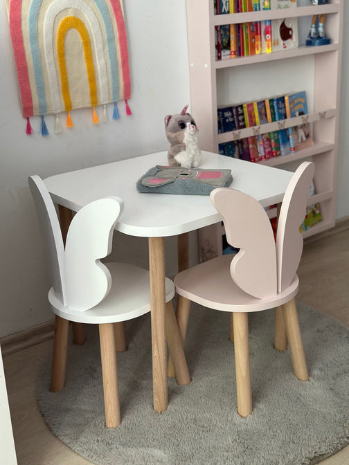 Houten stoel vlinder design Roze/Naturel