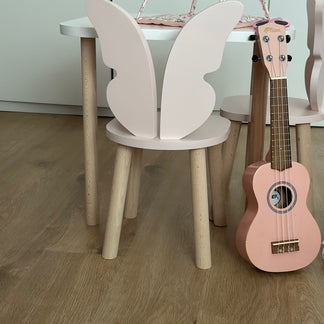 Houten stoel vlinder design Roze/Naturel