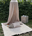 Beige gestreifte XXL Picknickdecke - Picknickmatte 180x150 cm