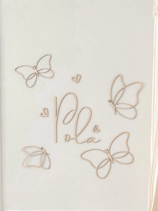 Schmetterlingsset aus Holz mit Namen