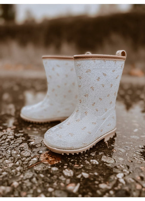 Gummistiefel Regenstiefel Blütenknospen Glitzer
