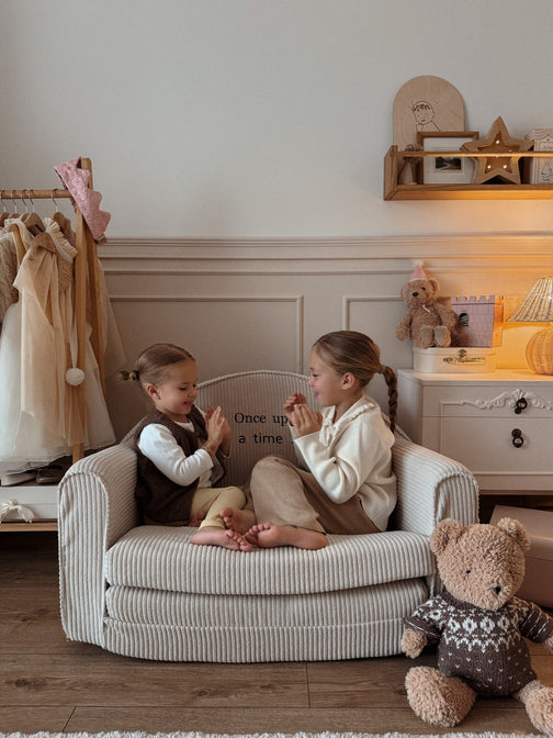 Rib sofa Off White - met geborduurde naam