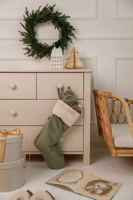 Kerstsok groen met naam