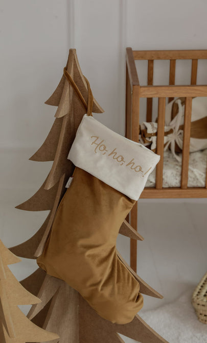 Kerstsok goud/bronze met naam