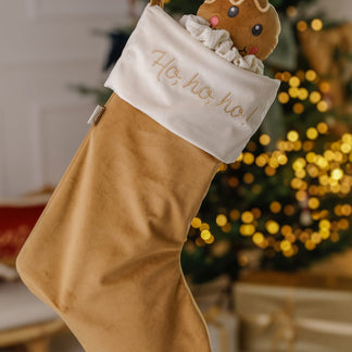 Kerstsok goud/bronze met naam