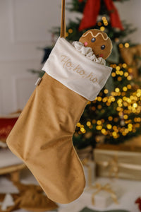 Kerstsok goud/bronze met naam